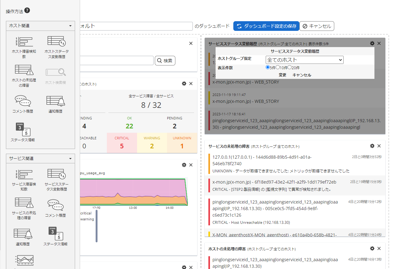 ダッシュボードの編集